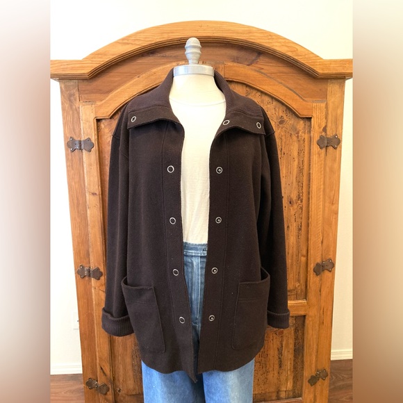 Brown Wool Coat With Exaggerated Collar - Picture 1 of 15